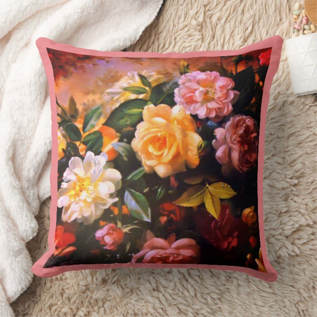 ALMOFADA ROSAS E MAIS FLORAL (Cobertor)