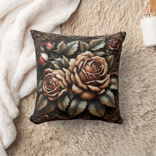 Almofada Rosas Elegantes em Intricate Carved Design