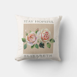 Almofada Rosas em aquarela personalizadas motivacionais