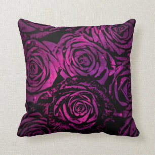 Almofada Rosas florais celestiais do rosa quente