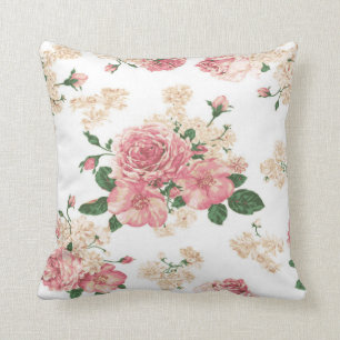 Almofada Rosas florais, cor-de-rosa delicados