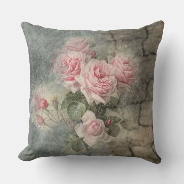 Almofada ROSAS GRUNGY - Flores Vintage (Frente)