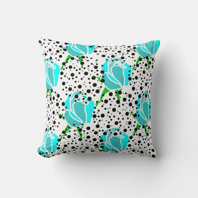 Almofada rosas legal com círculos pontilhados (Frente)