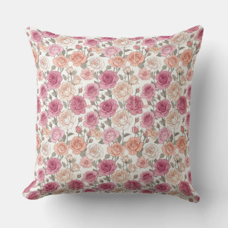Almofada Rosas & Peônias — Minimalismo Pastel Moderno