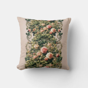 Almofada Rosas Pink Shabby Chic Videiras Floral Elegante