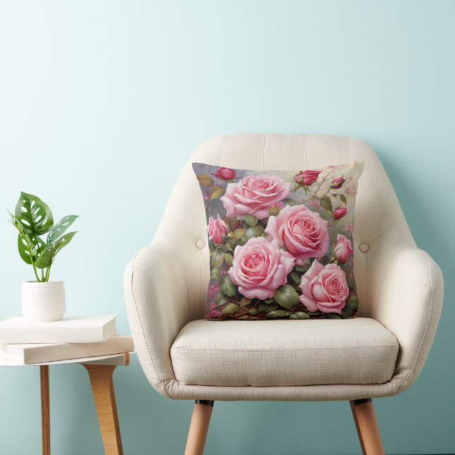 Almofada Rosas Pink Vintage (Cadeira)