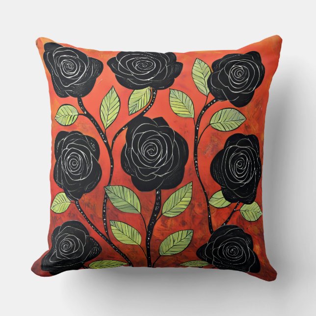 Almofada Rosas Pretos bonito (Frente)