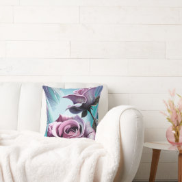 Almofada Rosas radiantes: Pétalas Perfeitamente Rosa e Púrp