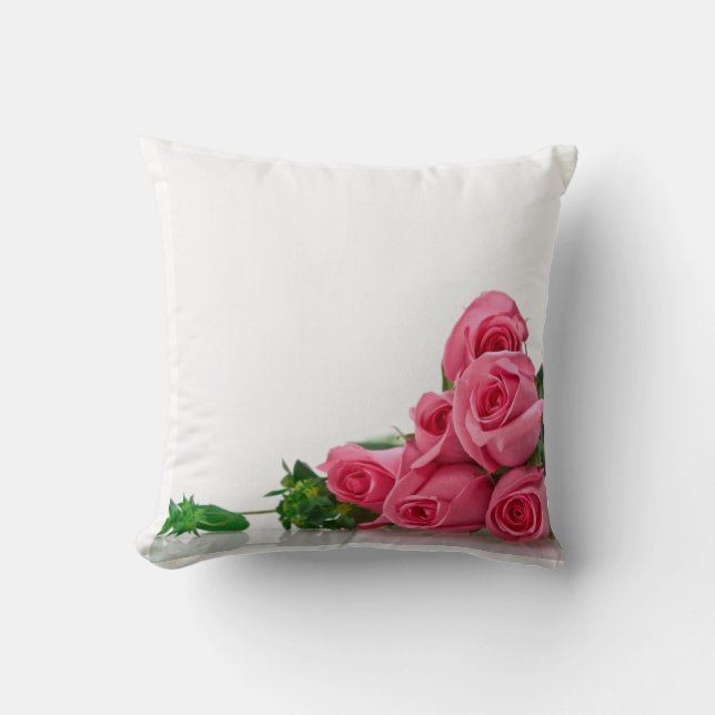 Almofada Rosas Rosa Destacam Quarto de Quarto ou Travesseir (Frente)