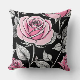 Almofada Rosas rosa e pretas
