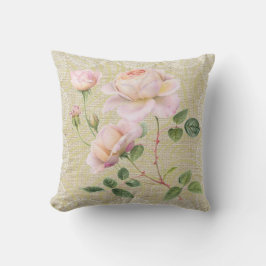 Almofada Rosas rosa e travesseiro floral de colagem