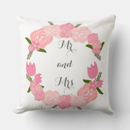 Almofada Rosas Rosa, Tulipas, Flores, Wreath Sr. e Sra.