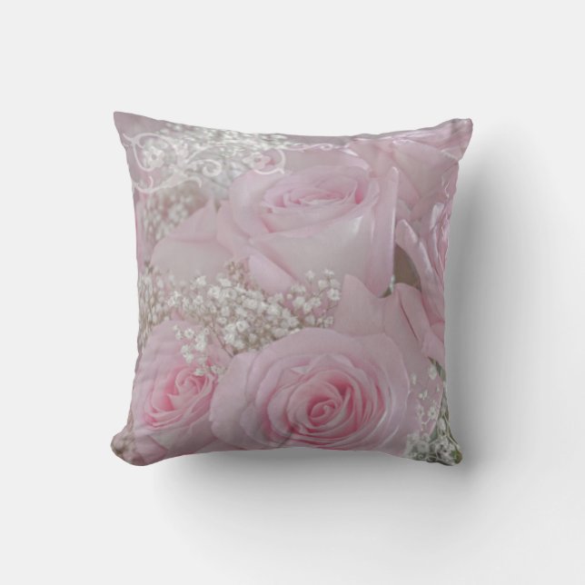 Almofada Rosas rosadas suaves e respiração do bebê (Frente)