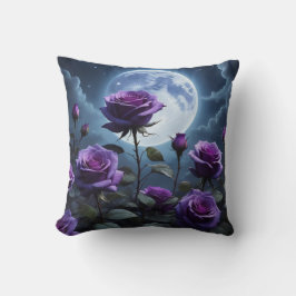 Almofada Rosas roxas e lua