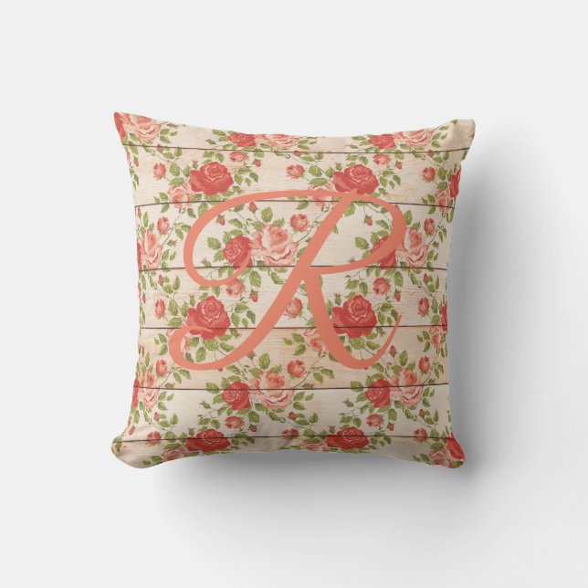 Almofada Rosas Rustic Vintage Monograma (Frente)