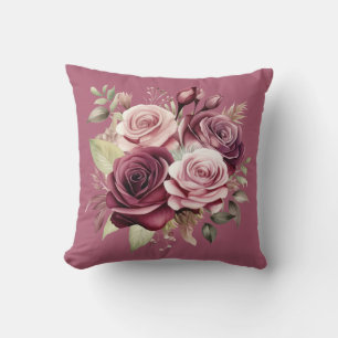 Almofada Rosas Vermelhas da Borgonha Clássico Floral