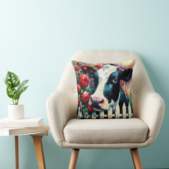 Almofada Rosas vermelhas de vedação de galinha Holstein (Cadeira)