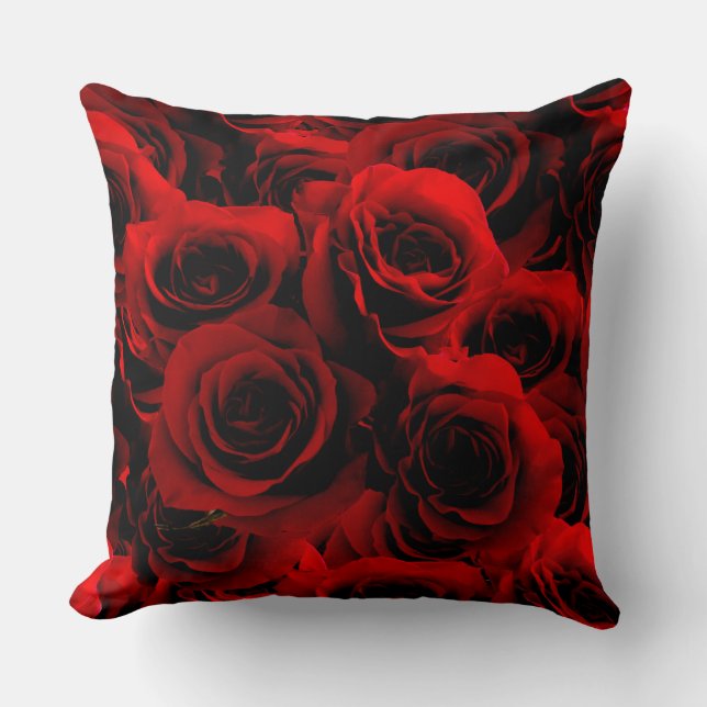 Almofada Rosas Vermelhas Escuras Para você (Frente)