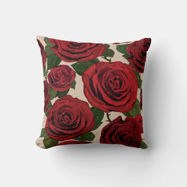 Almofada Rosas vermelhas: Fundo Floral Ininterrupto (Frente)