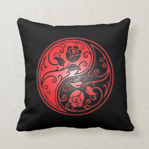 Almofada Rosas, vermelho e preto de Yin Yang
