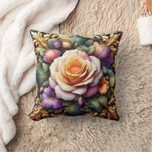 Almofada Rosas Vibrantes Com Design Floral Elegante