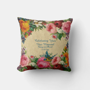 Almofada Rosas Vintage Renovação de Vow Personalizada