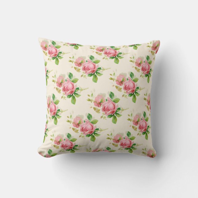 Almofada Rosas vintage rosa  (Frente)