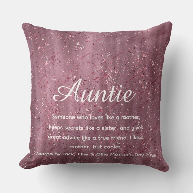 Almofada Rose Gold Glitter Best Ever Aunt Definition Person (Frente)