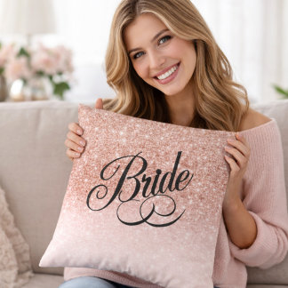 Almofada Rose Gold Glitter Elegant Bridal Shower Wedding