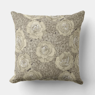 Almofada rose hydrangea floral cream tea leather