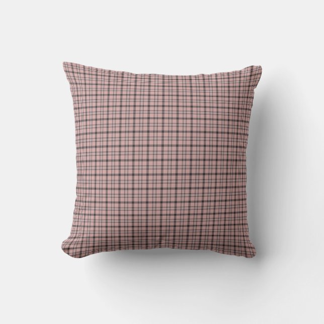Almofada Rose Pink Black Plaid Classic Pattern (Frente)