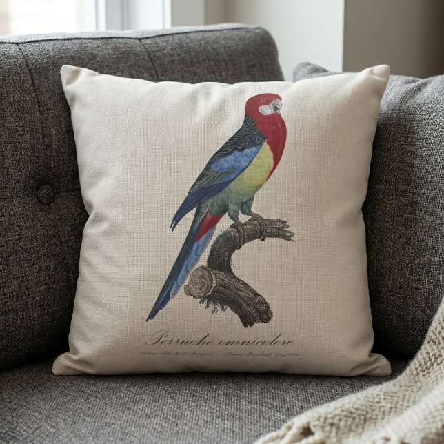 Almofada Rosela-oriental ou periquito Platycercus eximius (Eastern rosella or Platycercus eximius parakeet. Throw Pillow)