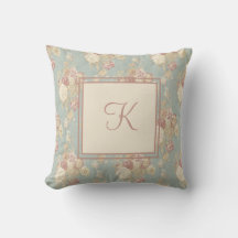 Rosetas Brancas e Rosadas Monograma em Azul 