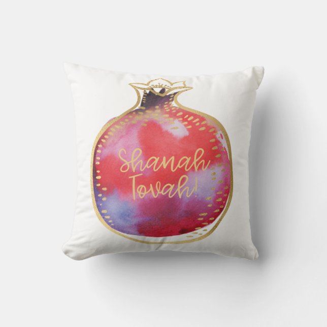Almofada Rosh Hashanah Decor Shana Tova Pomegranate White (Frente)