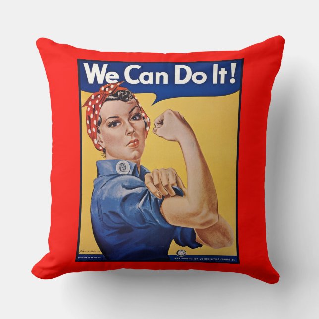 Almofada Rosie the Riveter: Forte Empoderamento feminino (Frente)