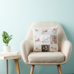 Almofada rosquinha azul doce, primeiro aniversario multifot<br><div class="desc">Colagem de fotos de 1º aniversário da rosquinha azul bonita. Design de texto de script moderno. Parte de uma coleção.</div>