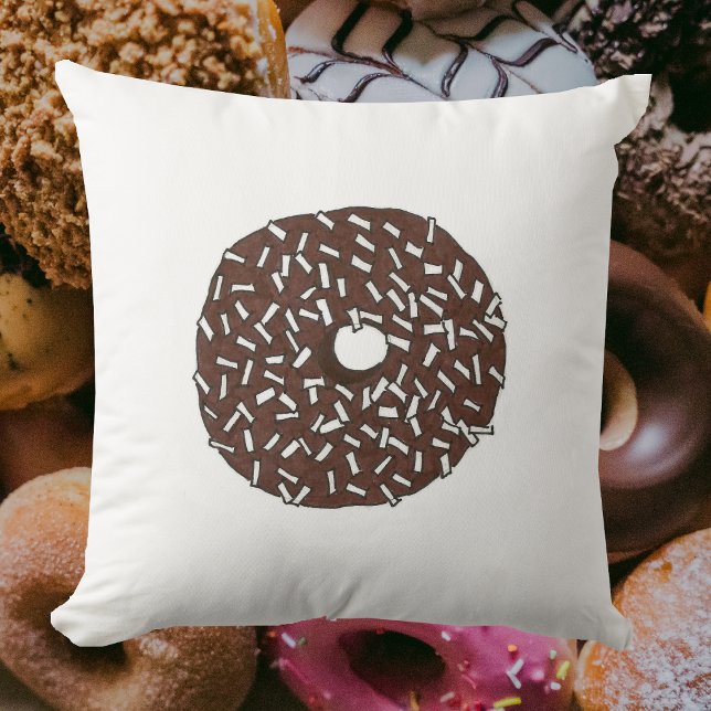Almofada Rosquinha de coco de chocolate Comida do café da m (Coconut donut pillow)
