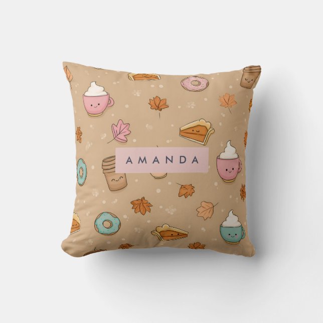 Almofada Rosquinha Personalizada de Pizza de Abóbora de out (Frente)