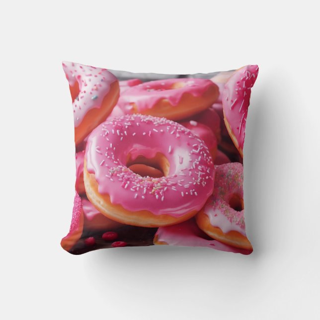 Almofada Rosquinhas de morango rosa (Frente)
