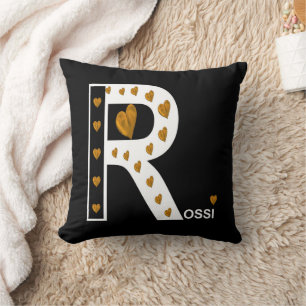 Almofada Rossi Love III em Dourado/Branco/Preto