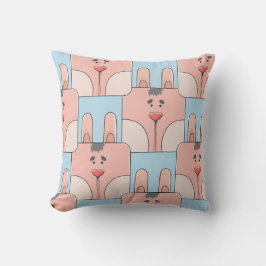 Almofada Rosto Coelho da Equipe - Rosa e Azul