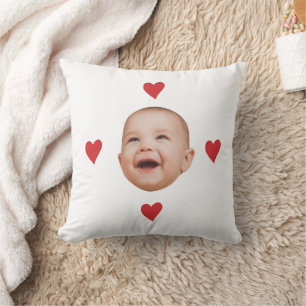 Almofada Rosto de Bebê Fofo Personalizado Uma Foto