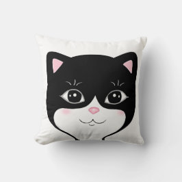 Almofada Rosto de Gato Tuxedo Feliz Fofo