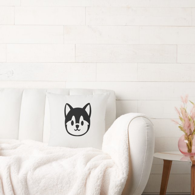 Almofada Rosto de Husky Chibi Fofo Minimalista (Sofá)
