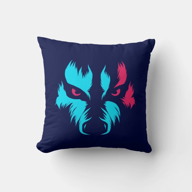 Almofada Rosto de Lobo Neon (Frente)