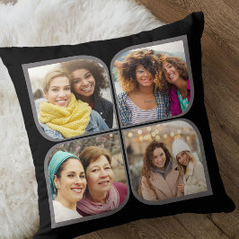 Almofada Rosto de pintura retrô 4 Flor fotográfico preto-e-