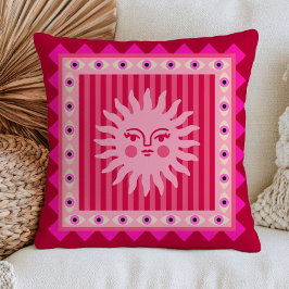 Almofada Rosto de Sol Boêmio Rosa em Olhos Maus Funky Listr