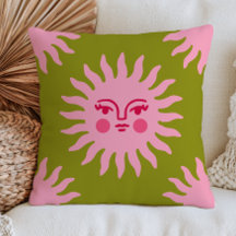 Rosto de Sol Boêmio Rosa em Verde Chic BOHO Místic