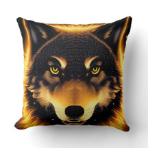 Rosto do Lobo Radiante Iluminado pela Luz do Ouro