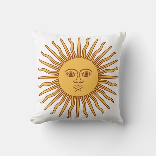 Almofada Rosto do Sol em Travesseiro Americano MoJo Branco (Frente)